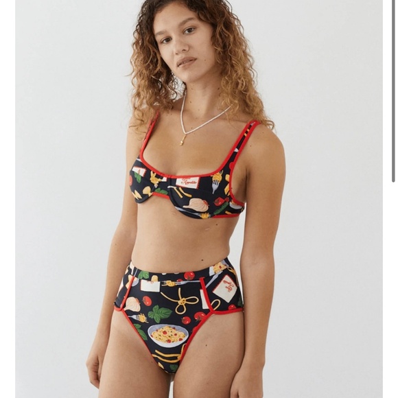 Lisa Says Gah Other - Lisa Says Gah x OOKIOH bikini set - size Small - Italian pasta print